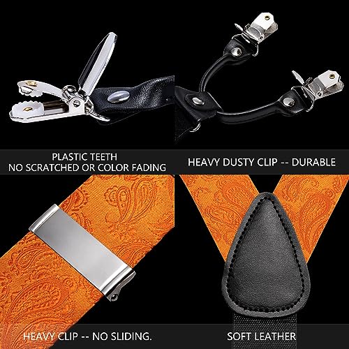 Image of YOHOWA Men Suspenders 6 Clips Strength Adjustable Y Braces Pre-Tied Bow Tie Set Formal Wedding Party