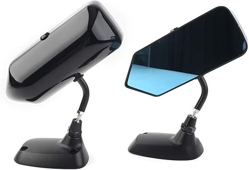 Miniatura 9 de GZYF Espejo retrovisor lateral universal estilo F1 para coche, espejos de ala azul con soportes de metal, aspecto de fibra de carbono