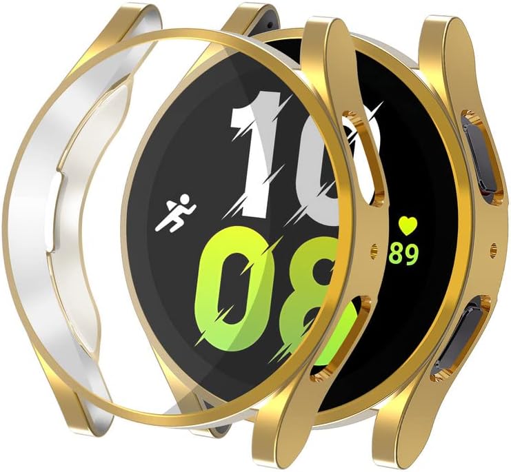 Funda para Samsung Galaxy Watch 5 Protector de pantalla de 1.575 pulgadas, carcasa protectora de pantalla chapada en TPU suave, funda protectora