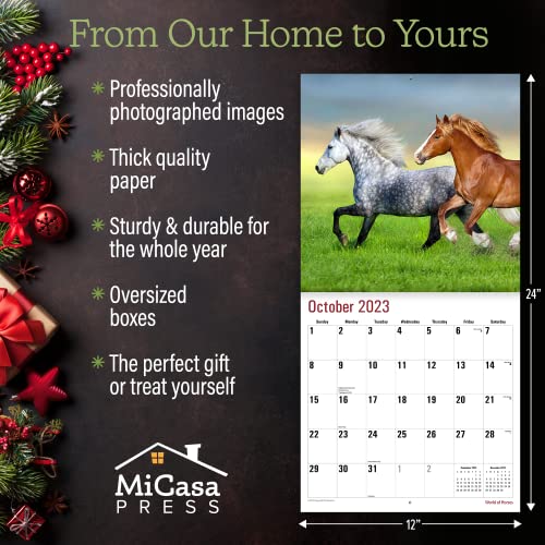 Micasa World Of Horses 2023 Hangable Monthly Wall Calendar | 12" X 24" Open | Thick & Sturdy Paper | Giftable | Animals Majestic Beauties #TOP1