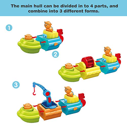 image for FUN LITTLE TOYS Baby Bath Toys, 7 PCs Toy Boats Include One Big Wind U