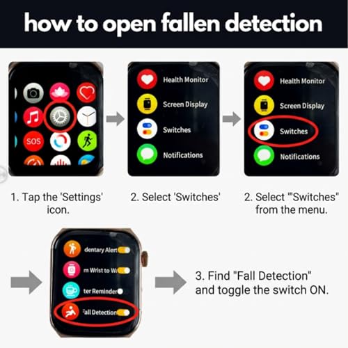 Fall Detection Smart Watch for Seniors Fall Alert Watch with SOS Heart Rate Monitor Sleep Monitoring Pedometer for Android iOS - Image 5