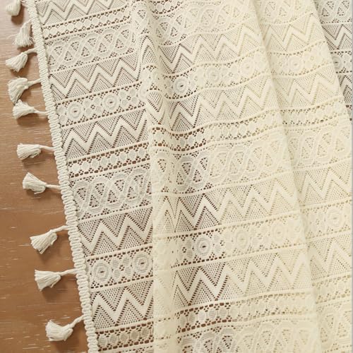 Nappe de table rétro chic en dentelle beige de qualité supérieure - 7