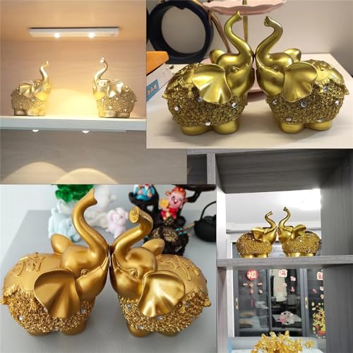 Estatua de Elefante Dorado para Decoración Hogar 2 Piezas miniatura 7