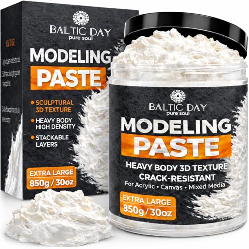 BALTIC DAY - Modeling Paste 850g/30oz Extra Large Texture Paste for Canvas Painting Thick White Acrylic Modeling Paste for Texture Art Mixed Media Painting DIY Crafts