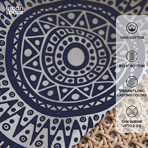 Image of Urban Space Boho Decorative Curtains for Long Door, 100% Cotton Curtain 8 Feet Long, Set of 1 Curtains with Tassels, 60-65% Room Darkening Curtain with Tieback and Eyelets(Trellis Blue, 8 Feet)