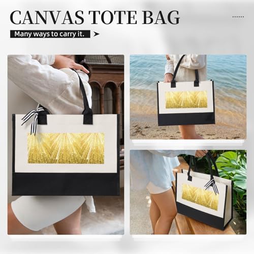 Sac fourre-tout en toile avec imprimé brillant doré chic taille unique - 2