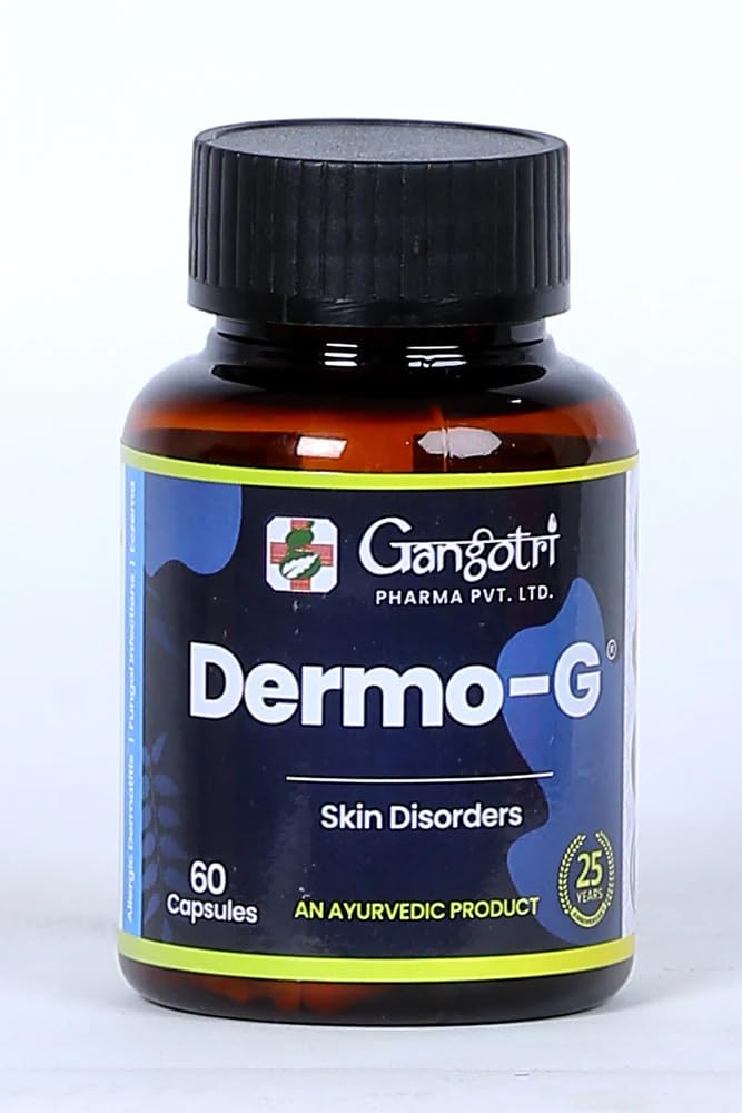 Gangotri Pharma DERMO-G for pigmentation, acne,pimples, eczema, ringworm  and fungal infections natural Glutathione booster | 60 Capsules of 500 mg  each | An Ayurvedic Product : Amazon.in: Health & Personal Care