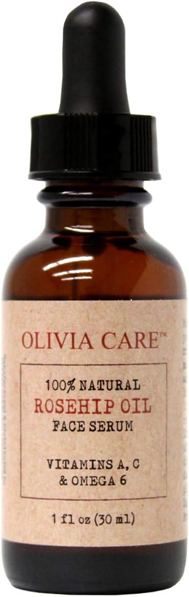 Rosehip Seed Oil Serum By Olivia Care Natural Moisturizer for Face, Body & Skin with Vitamins E, C, A & Omega 6, Perfect for Treating Wrinkles, Acne Scars, Sun Spots, Dark Circles & Anti-Aging - 1 OZ