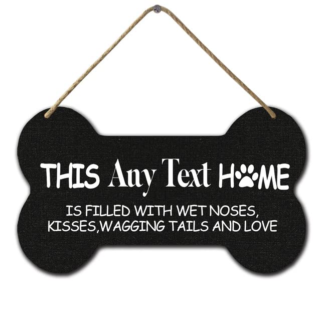 Horienteeon Ymaotrade Personalized Dog Bone Sign,Custom Dog House Wood Sign Decor, Pet Paw Custom Name Pet Sign Plaque Wall Decorative Sign 8.3x4.8"