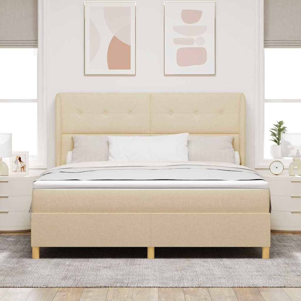 Nowoczesne kontynentalne łóżko z regulowanym wezgłowiem Kremowy 180x200cm