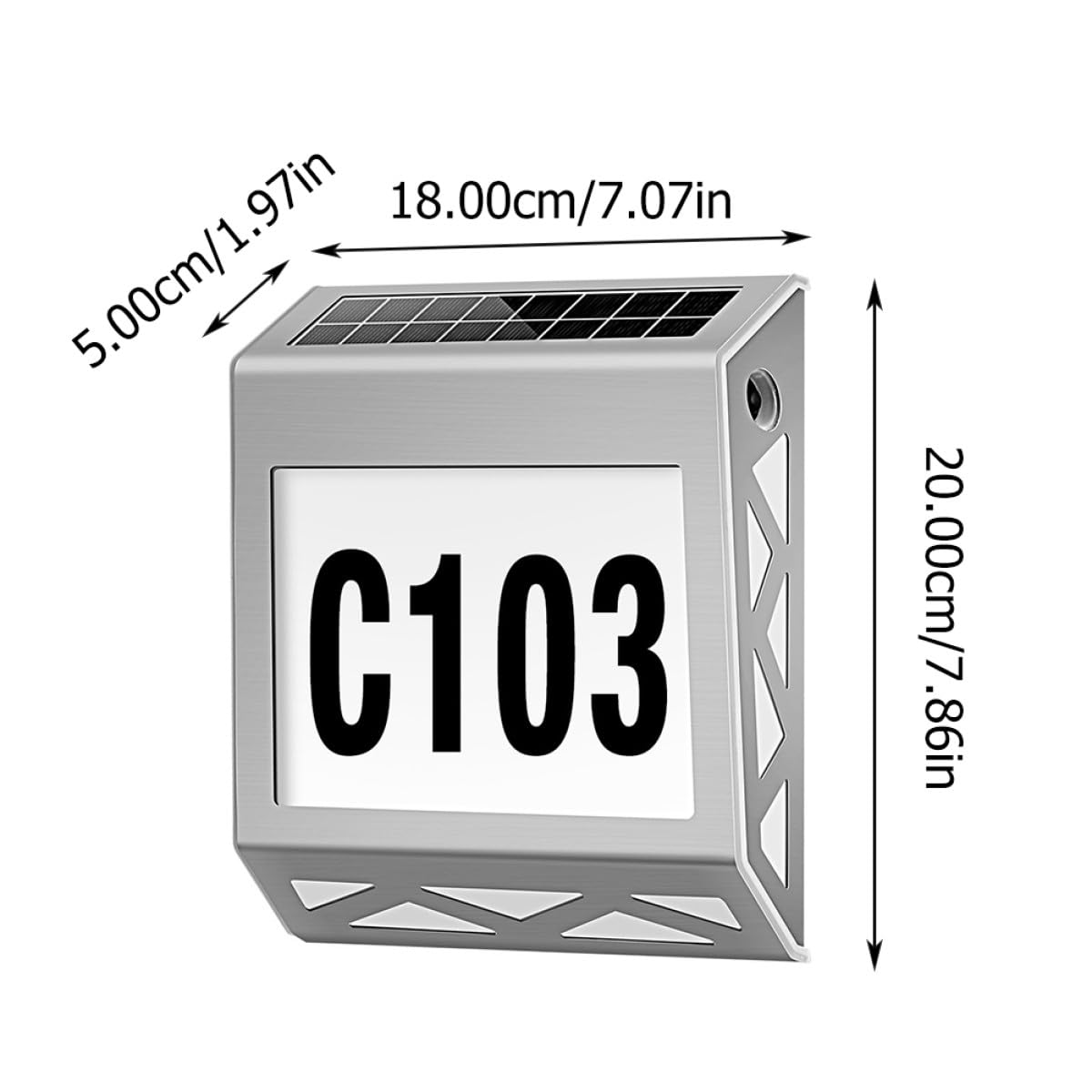 Sosoport Solarbetriebene Hausnummernlampe aus Edelstahl Einfache Installation mit 8-12 Stunden Beleuchtungsdauer und Ip54 Schutz für Außenbereich