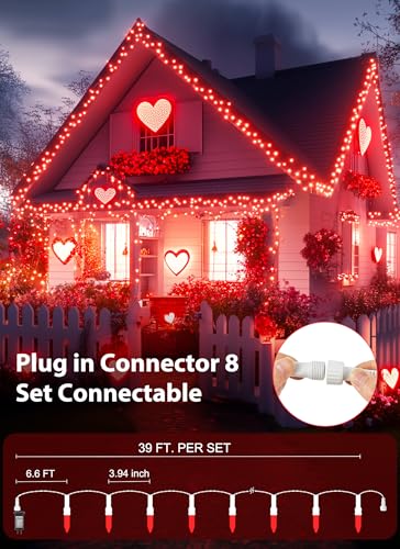 Image of Red Christmas Mini Lights, 39Feet 100 LED Red String Lights with 8 Lighting Modes, Connectable Valentine's Lights for Indoor Outdoor Valentine's Day Garland Wreath Holiday Decoration, White Wire