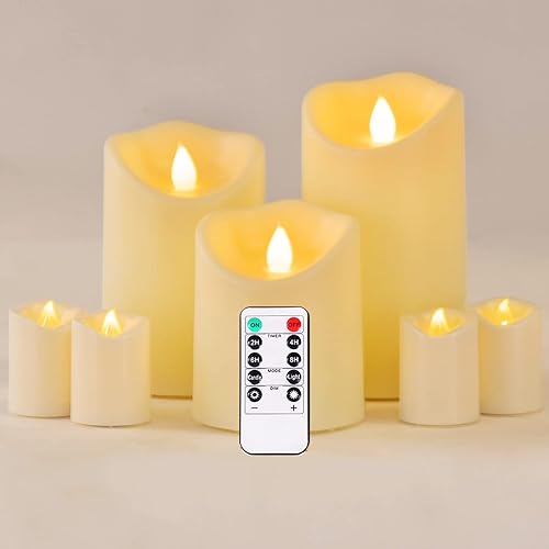 pensar Velas parpadeantes sin llama, velas para exteriores, impermeables, funcionan con pilas, velas (ancho 3.25 pulgadas x altura 4 pulgadas, 5