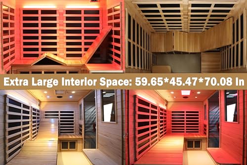 Image of LTCCDSS Full Spectrum Ultra-Low EMF Outdoor Infrared Sauna 4 Person, Composite Wood Far Infrared Sauna for Home, EMF 0.1-1mG, Bluetooth & Chromotherapy 68.1 * 52.4 * 82.7 in