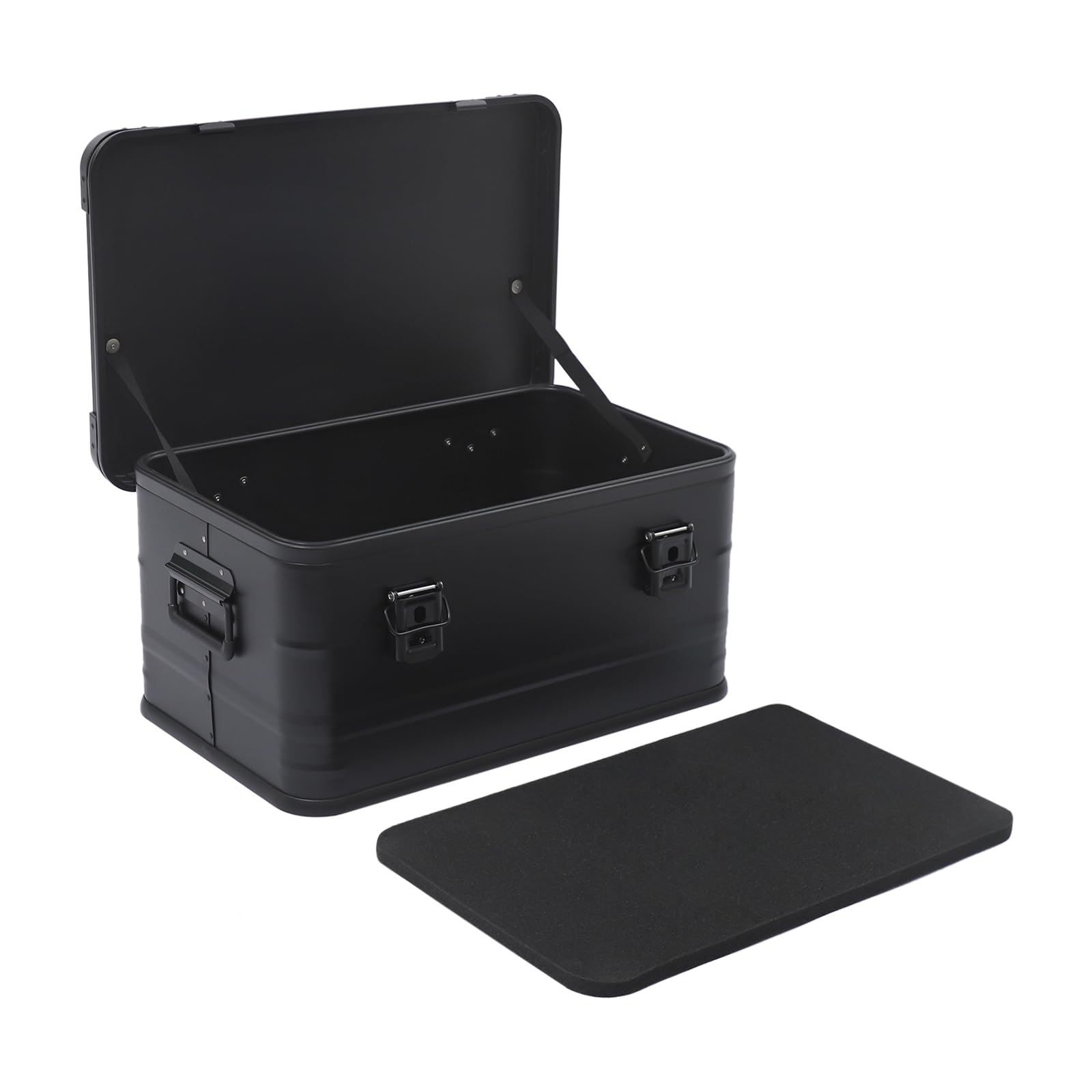 Aufbewahrungsbox mit Deckel 50L, Camping Transportbox Aluminium Wasserdicht, Stapelbar Metallbox Verschlussclips, stoßfest mit Dichtung, Outdoor Kiste für Camping, Angeln, Auto, Werkstatt
