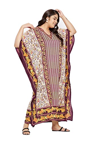 Image of Oussum Plus Size Kaftan Dresses for Women, Polyester Summer Caftan Cover Up Maxi Beach Dress, 1X-3X