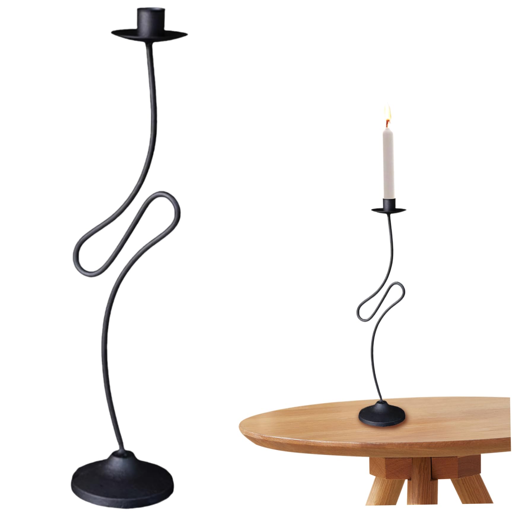 BeVistoso Vintage Candlestick Holders 13 Inch Cast Iron for Fireplace Wedding Dinner Party Table Centerpieces, Decorative Taper Candle Holders for Pillar Candles