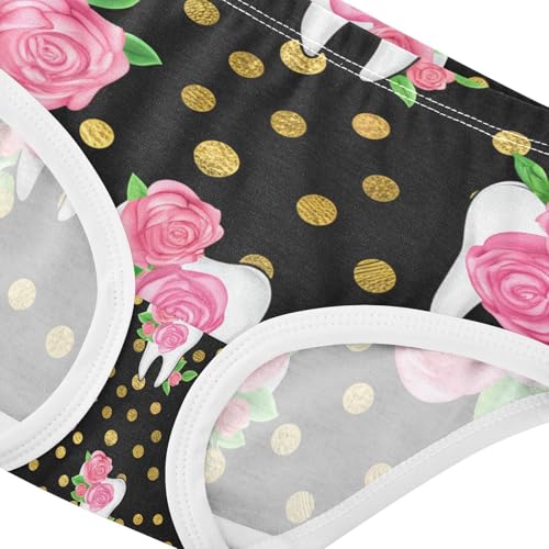 Pink Roses Tooth Gold Polka Dots Toddler Girls's Underwear 2T 202c13384