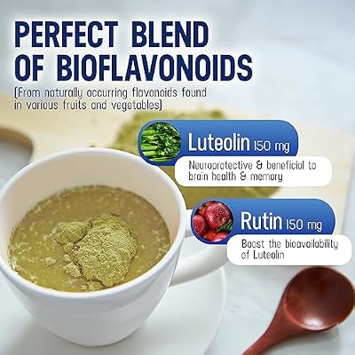 Lutimax Pediatric Powder Brain Supplement with Luteolin & Rutin - Kids Memory, Focus, Muscle & Immune Support Brain Supplements - Nootropic Antioxidants - 100 Servings