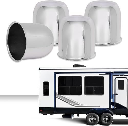 Miniatura 2 de CHEDA 4 tapas centrales de rueda cromadas para llantas de remolque de 3 14 pulgadas, 3.25 pulgadas, orificio central, rayado ligero