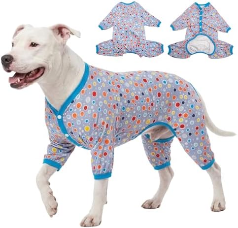 LovinPet Large Dog Body Suits After Surgery Female, Pet Anxiety Calming Shirt, Sun Protection Dog Pajamas, Lightweight Fabric, Gray Dot Print, Pajamas for Pitbulls, Onesies for Dogs,M