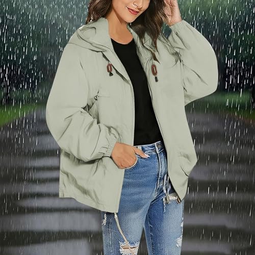 Chaqueta impermeable de mujer tipo trench ligero y transpirable con capucha 2