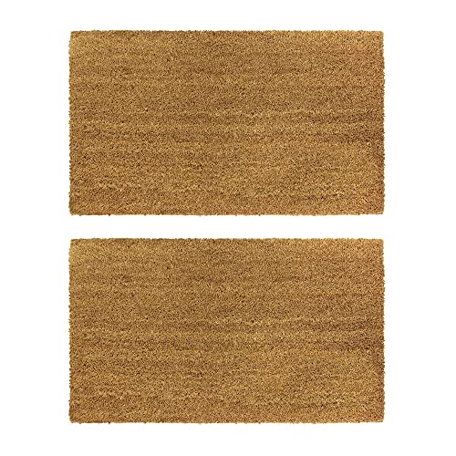 JVL Manor Plain Latex Backed Coir Doormat, 40x70cm, Pack of 2, 40 x 70 cm (Rectangular)