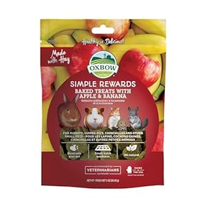 Oxbow Simple Rewards Baked Treats with Apples and Bananas for Rabbits, Guinea Pigs, Chinchillas, and Small Pets 3 Ounce (Pack of 1)