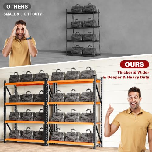 Image of SISESOL Set of 2 48 inch Wide Heavy Duty Garage Shelving Units,3000LBS 24 Deep Storage Shelves,Orange Metal Garage Shelves,Large Storage Rack,70 High Steel Shelf,Industrial Shelving for Shop,Warehouse