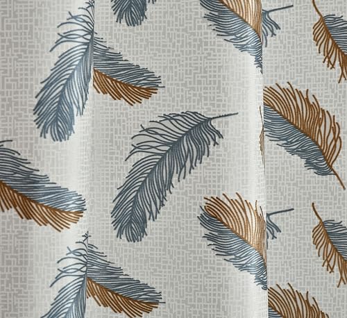 Image of Yarnis Feather Printed Light-Filtering Curtains 5 Feet Long for Window Living Room, Grey, Parda, 1 Piece