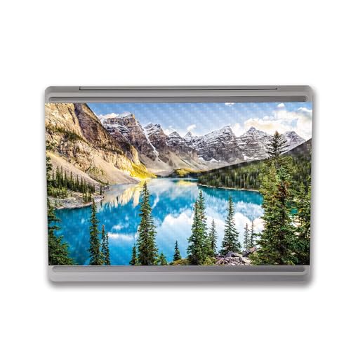 Image of MightySkins Carbon Fiber Skin Compatible with Microsoft Surface Laptop Go 3 (2023) Full Wrap Kit - Mountain Lake | Protective, Durable Textured Carbon Fiber Finish | Made in The USA