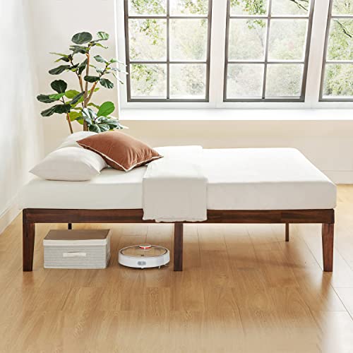 Mellow Naturalista Classic 16 Inch Solid Wood Platform Bed with Wooden Slats, Espresso, Full