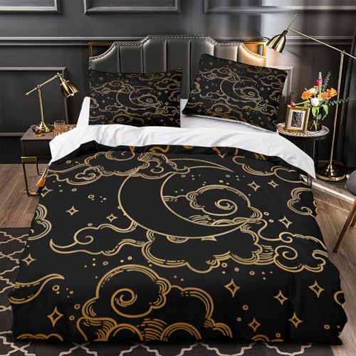 Housse de couette lune 140x200 cm en microfibre avec parure de lit 3D