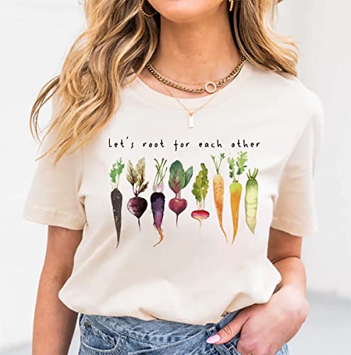 Let's Root for Each Other Plants Shirt for Women Novelty Vegetable Graphic Gardening Tees Funny Plant Lover T-Shirt2