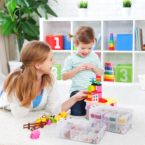 Image of 3-Tier Stackable Storage Container Box, Clear Adjustable Empty Plastic Nail Art Organizer Box with Handle & Lids, Fake Nail Organizers with 30 Compartment for Crafts, Art Supply Tool Accessory