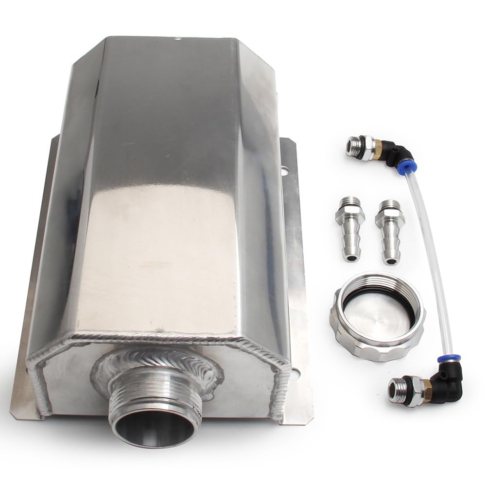 zbiornik płynu chłodzącego Zbiornik przelewowy oleju aluminiowego 2L, chłodnica silnika, kwadratowy zbiornik z korkiem spustowym(2L silver)