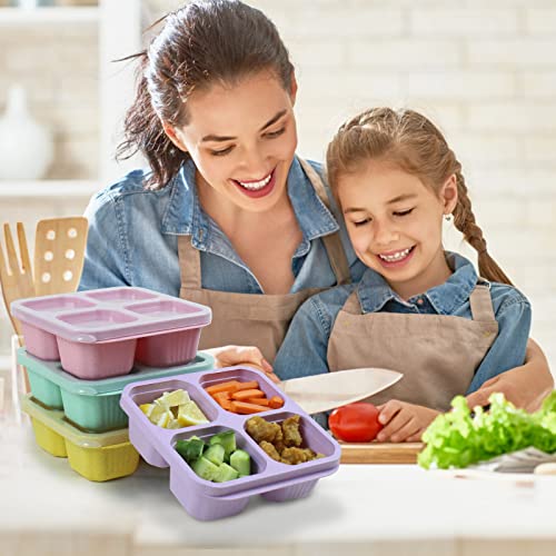 Nuoqiuu 4 Pack Snack Containers, 4 Compartment Lunchable Containers, Reusable Meal Prep Snack Containers For Kids, Snack Bento Boxes For Toddler School, Work And Travel #TOP6