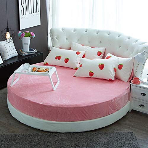 Bed sheet soft Home textiles Velvet Round Bed fitted sheet Round shape coral fleece bed Hotel Round shape Sheet soft Round1.8M Pink