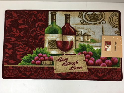 Daniels Wine and Champagne, Live, Laugh, Love Kitchen Rug with Non Skid Back