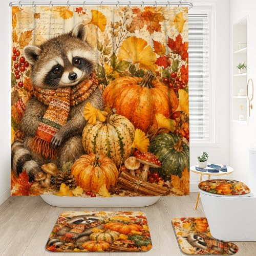 Rideau de douche en polyester de qualité supérieure au motif automnal rustique - 3
