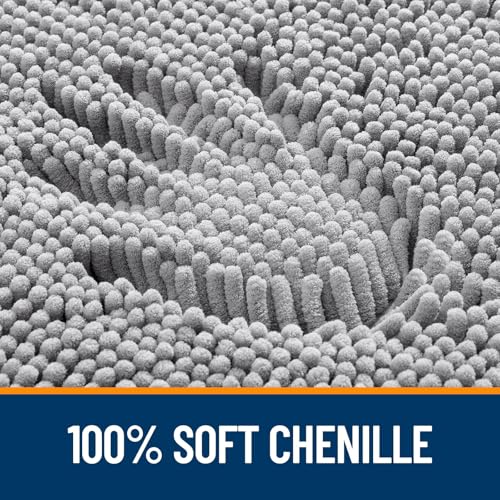 Image of OLANLY Bathroom Rugs Sets 2 Piece, Soft Absorbent Chenille Bath Mats and U-Shaped Contour Toilet Mat Area Rug Set, Machine Washable Bath Carpet, Home Decor Accessories(47 inchx20 inch+24 inchx20 inch, Grey)