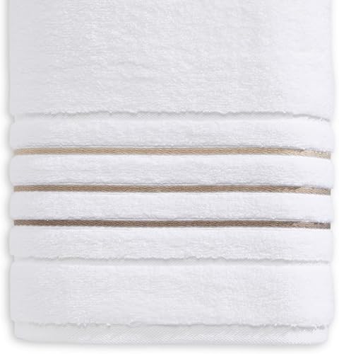 Vista 27 de Juego de toallas de baño, toalla blanca para baño, calidad de hotel y spa de lujo, 100% algodón. Incluye 2 toallas de baño grandes, 2 toallas