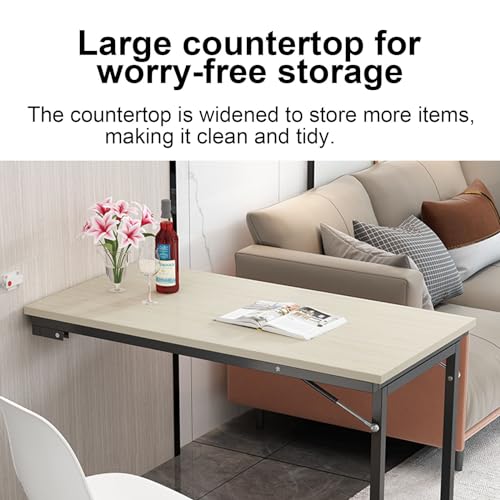 Table murale en bois gain de place cuisine bureau meuble polyvalent - 6