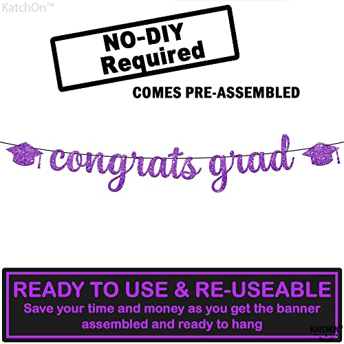 Image of KatchOn, Glitter Congrats Grad Banner Purple - 10 Feet, No DIY, Graduation Banner | Graduation Decorations 2026, Congratulations Backdrop, 2026 Graduation Party Decorations | Graduation Backdrop