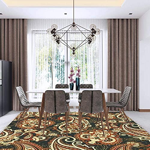 Boho Rug Vintage Paisley Pattern In Indian Batik Style Floral Background Area Rug Carpet Patio Rug Hallway Runner Rug Mat Pad Minimalist Home Decor For Living Room Bedroom Indoor Outdoor #TOP3