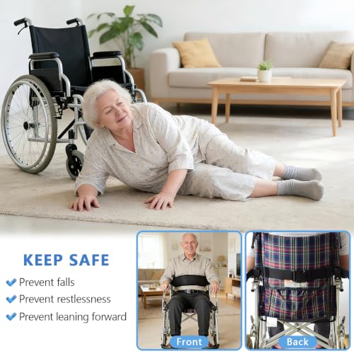 Image of Wheelchair Seatbelt,Wheelchair Harness for Adults,Safety Belt for the Elderly,Adjustable Straps for Dementia Patients Falling Out Prevention,Adults,The Elderly,Pregnant,Paralyzed(Black)