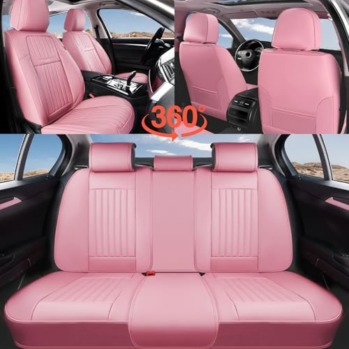Coverado Car Seat Covers Front Seats, Seat Covers for Cars, Car Seat Protector, 2-Pack Car Seat Cushion Nappa Leather, Waterproof Seat Covers Carseat Cover Universal Fit for Most Cars Trucks(Pink) by Coverado - Image 8