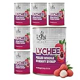 Fusion Select 6 Cans Lychees in Syrup - Ready to Serve Canned Lychee Fruit - Peeled Whole in Heavy Syrup - For Bubble Tea, Boba Topping, Drinks, Desserts, Fruit Salad