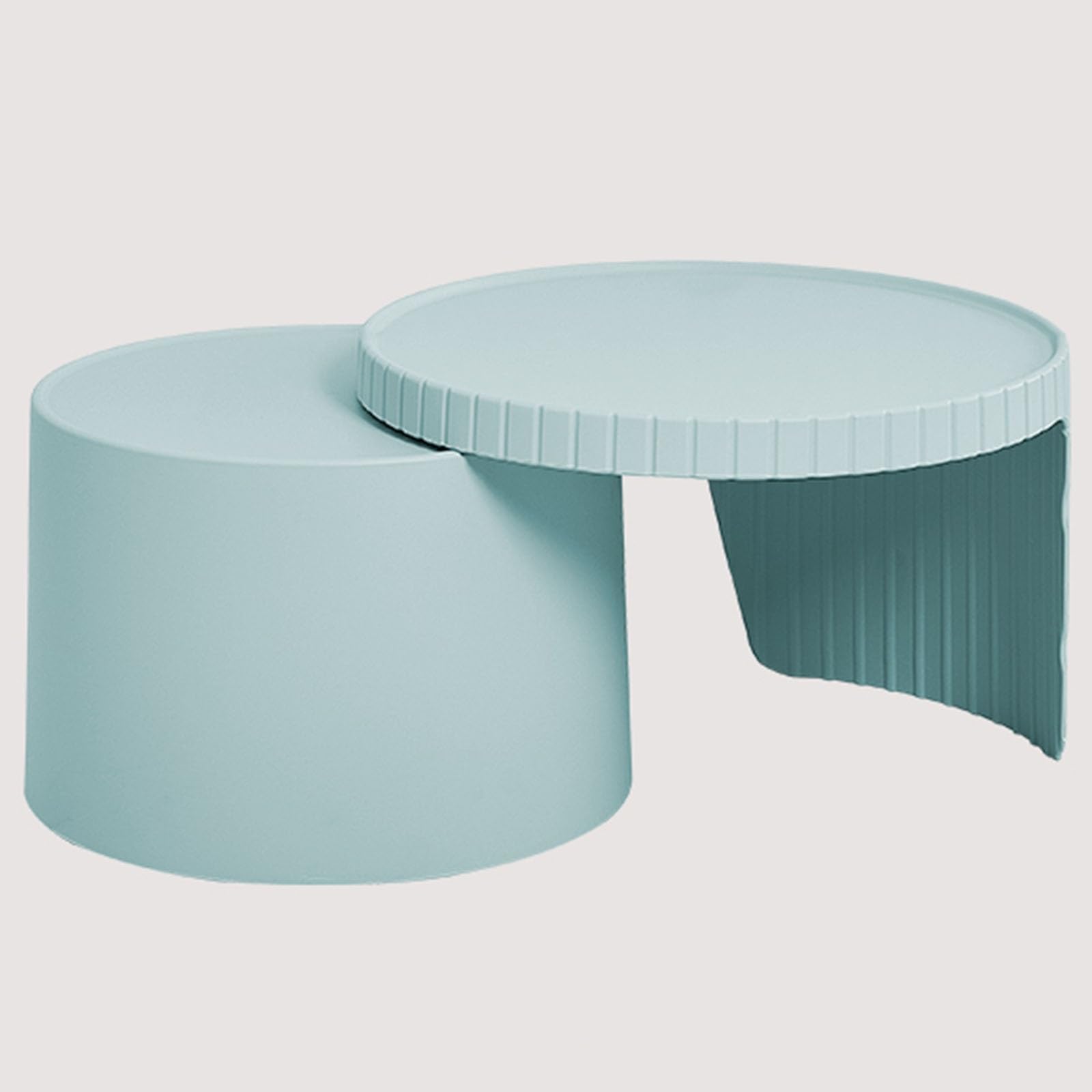 SXZenSpace Nesting Coffee Table Set of 2, Circle Side Modern, PP Material, No Need Assembly, for Living Room, Bedroom Balcony(Blue)